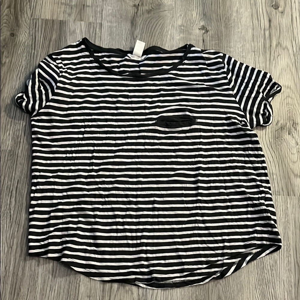 Black and White Striped Women's Top